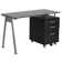 Glass Computer Desk with Three Drawer Pedestal